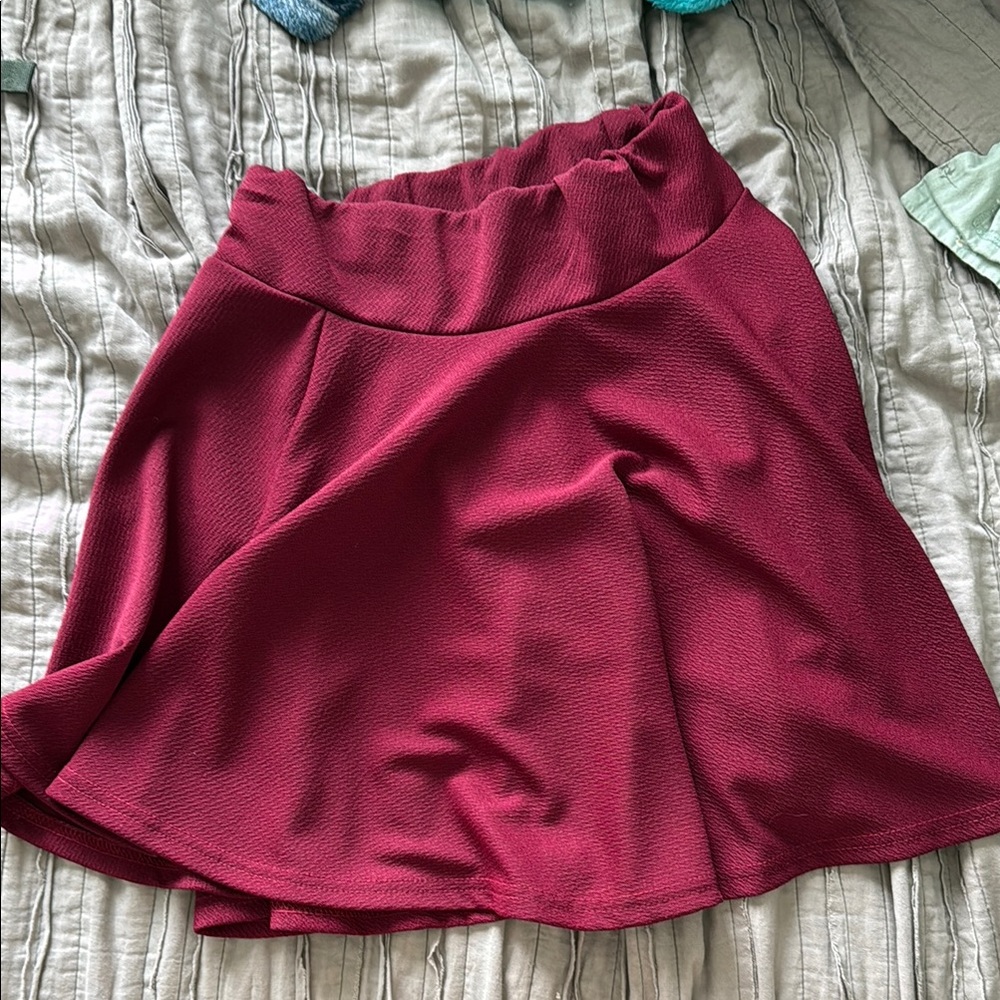 Amazon Essentials Red Asymmetrical Mini Skater Skirt Casual